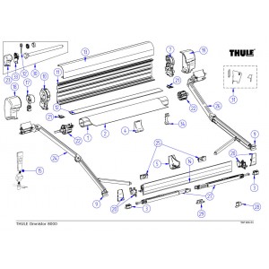 Thule 8000 Awning - Right Hand Spring Arm